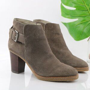 GAP Womens Lucy Boot Size 8 Block Heel Gray Suede Buckle Block Heel Bootie